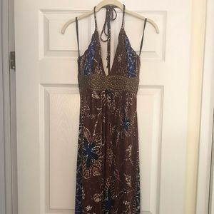 Sky Floral Halter Maxi Dress